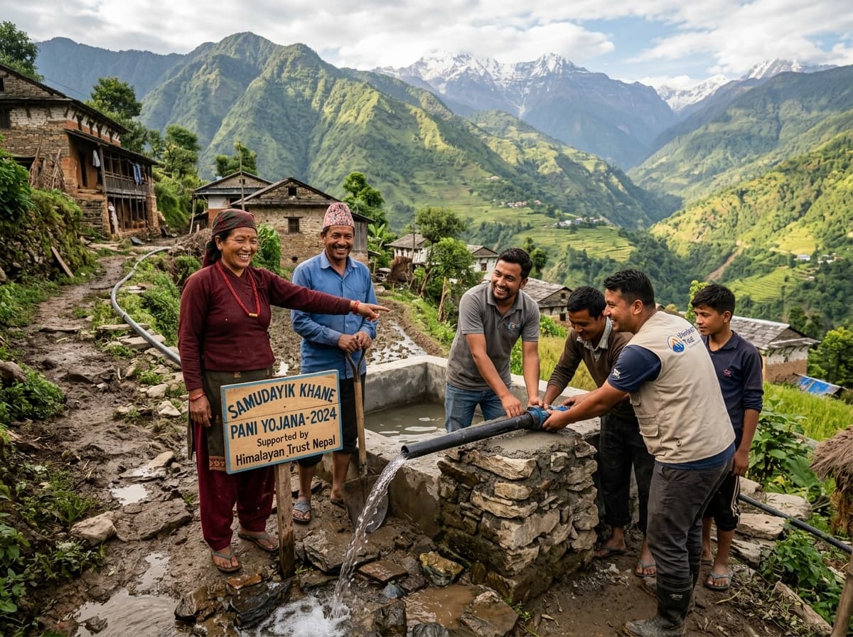 SCDC team members and community beneficiaries collaborating on rural community development in Eastern Nepal